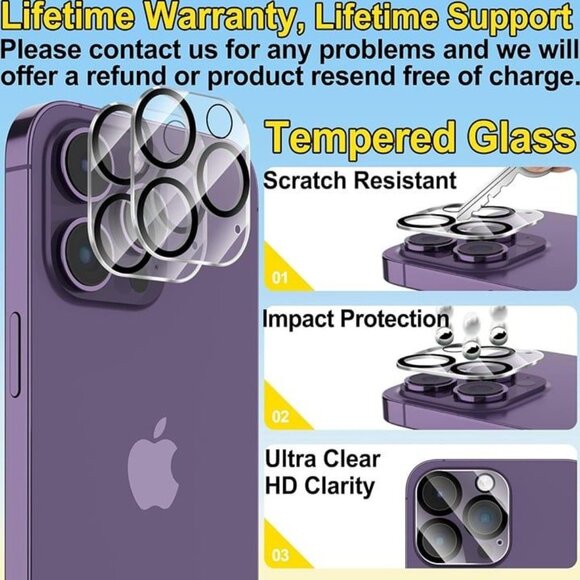 2 Pack Screen Protector iPhone‎ 15 Pro Max [6.7 inch Display] 2 Lens Protectors - Picture 3 of 8